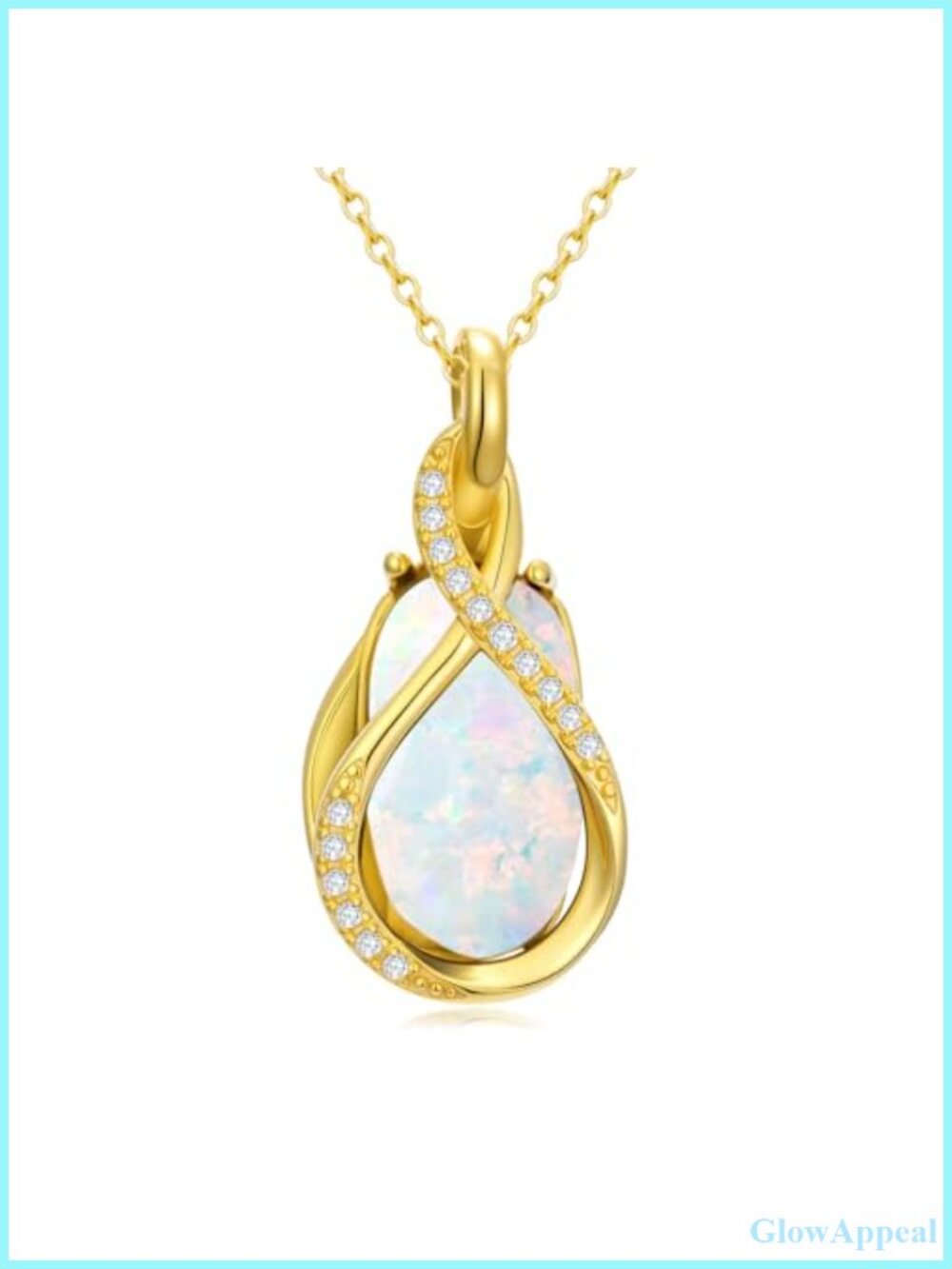 18k Gold Plated Infinity Necklace Teardrop Gemstone Pendant